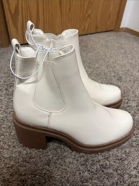Cream Platform Chelsea Booties for Women